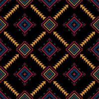 ikat étnica sem costura padrão design de decoração para casa. tecido asteca tapete boho mandalas têxtil decoração papel de parede. motivo nativo tribal folk bordado tradicional ilustrações vetoriais fundo vetor