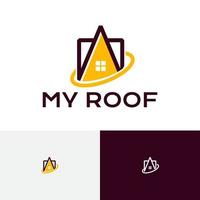 janela do telhado casa casa imobiliária logotipo do negócio vetor