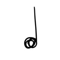 nota musical desenhada à mão e design de doodle. esboço de melodia e símbolo musical no estilo silhueta preta. ícone de música criativa isolado na ilustração vetorial de fundo branco vetor
