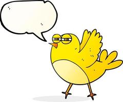 pássaro de desenho animado de bolha de fala desenhada à mão livre vetor