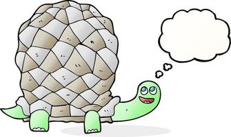 tartaruga de desenho animado de balão de pensamento desenhado à mão livre vetor