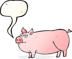 desenho de bolha de fala desenhada à mão livre porco enorme vetor