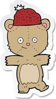 adesivo de um urso de desenho animado no chapéu vetor