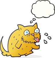 balão de pensamento desenhado à mão livre gato de desenho animado soprando framboesa vetor