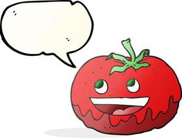 tomate de desenho animado de bolha de fala desenhada à mão livre vetor