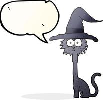 desenho de bolha de fala desenhada à mão livre gato de halloween vetor