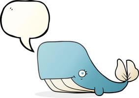 desenho de balão de fala desenhado à mão livre baleia feliz vetor