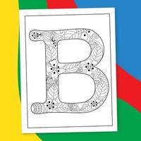 página para colorir de letra de alfabeto mandala desenhada à mão de a a z. páginas do livro de colorir da flor da letra do alfabeto. doodle de página para colorir de mandala de letra az. vetor