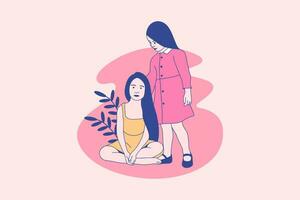 ilustrações de duas lindas garotas para o dia internacional do conceito de design de menina vetor