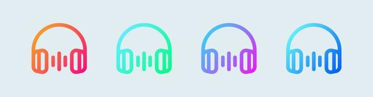 ícone de linha de fone de ouvido em cores gradientes. fone de ouvido sinais ilustração vetorial. vetor
