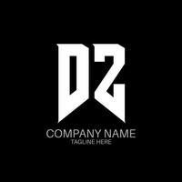 design de logotipo de letra dz. letras iniciais ícone do logotipo da dz gaming para empresas de tecnologia. modelo de design de logotipo mínimo de letra de tecnologia dz. vetor de design de letra dz com cores brancas e pretas. dz