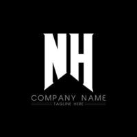 design de logotipo de letra nh. letras iniciais ícone do logotipo da nh gaming para empresas de tecnologia. modelo de design de logotipo mínimo de letra de tecnologia nh. vetor de design de letra nh com cores brancas e pretas. nh