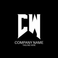 design de logotipo de letra cw. letras iniciais ícone do logotipo da cw gaming para empresas de tecnologia. modelo de design de logotipo mínimo de carta de tecnologia cw. vetor de design de letra cw com cores brancas e pretas. cw