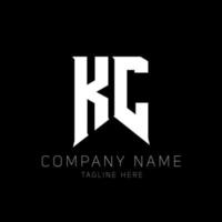 design de logotipo de letra kc. letras iniciais ícone do logotipo da kc gaming para empresas de tecnologia. modelo de design de logotipo mínimo de carta de tecnologia kc. vetor de design de letra kc com cores brancas e pretas. kc