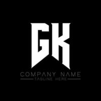 design de logotipo de carta gk. letras iniciais ícone do logotipo da gk gaming para empresas de tecnologia. modelo de design de logotipo mínimo de carta de tecnologia gk. vetor de design de letra gk com cores brancas e pretas. kkk