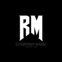 design de logotipo de letra rm. letras iniciais ícone do logotipo da rm gaming para empresas de tecnologia. modelo de design de logotipo mínimo de carta de tecnologia rm. vetor de design de letra rm com cores brancas e pretas. rm