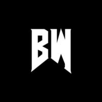 design de logotipo de letra bw. letras iniciais ícone do logotipo da bw gaming para empresas de tecnologia. modelo de design de logotipo mínimo de carta de tecnologia bw. vetor de design de letra bw com cores brancas e pretas. bw