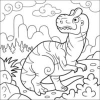 livro de colorir alossauro de dinossauro dos desenhos animados para crianças vetor