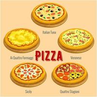 pizza. cartaz de cartão de menu de cozinha italiana vetor