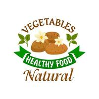 emblema de comida natural saudável vegetal de batata vetor