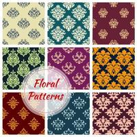 conjunto de padrões sem emenda de motivo ornamentado floral vetor