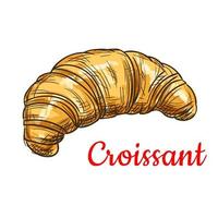 ícone de esboço de croissant. emblema de confeitaria vetor