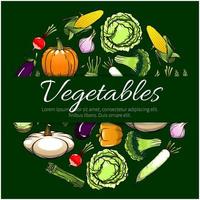 design de emblema de vetor de legumes para banner