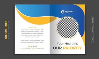 design de capa de brochura médica ou modelo de perfil definido para cuidados de saúde. cartaz, relatório anual, catálogo e flyer em formato a4 com formas geométricas coloridas. vetor