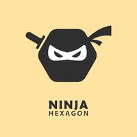 ícone de logotipo de vetor de personagem ninja hexágono simples