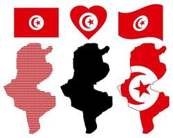 tunísia diferentes tipos de cartão e personagens em um fundo branco vetor
