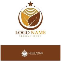 logotipo de folha de tabaco, campo de tabaco e vetor de design de modelo de logotipo de cigarro de tabaco