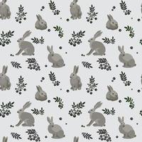 um padrão de um conjunto de coelhos, contorno de lebres de diferentes tons de cinza. fundo branco isolado, manchas, sombras. ilustração vetorial no caos na mistura. vetor