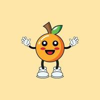 ícone de logotipo de vetor de personagem de fruta laranja fofo