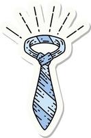 adesivo de uma gravata de escritório estilo tatuagem vetor