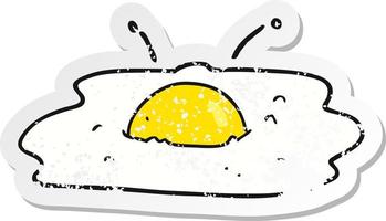adesivo retrô angustiado de um ovo frito de desenho animado vetor
