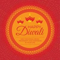 cartão de feliz diwali com desejos de diwali, diya e fundo cintilante vetor