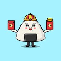 personagem chinês de sushi japonês de arroz dos desenhos animados vetor