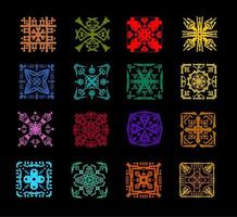 símbolo de ornamento e sinal definido em design asteca e étnico. pictograma vetorial. vetor de arte de linha.