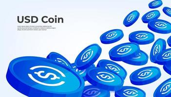 moeda usd caindo do céu. fundo de banner do conceito de criptomoeda usdc. vetor