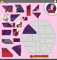 quebra-cabeça com personagem de desenho animado vampiro no halloween vetor