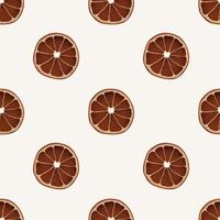 padrão minimalista sem costura com fatias de laranja secas realistas em fundo branco. vetor