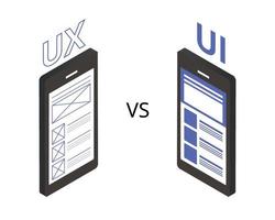 a diferença entre o design ux e ui vetor