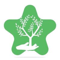 árvore estrela em design de logotipo de vetor de mão. logotipo de produtos naturais estrela. ícone de cosméticos. logotipo do spa.