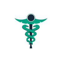 design de vetor de logotipo médico caduceu. símbolo do ícone do caduceu médico, isolado no fundo branco, ilustração vetorial.
