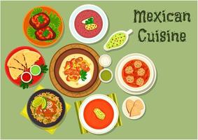 ícone de jantar de restaurante de cozinha mexicana vetor