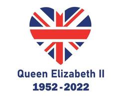 britânico bandeira do reino unido coração e rainha elizabeth 1952 2022 azul nacional europa emblema ícone ilustração vetorial elemento de design abstrato vetor