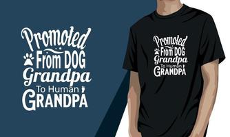 promovido de vovô de cachorro para vovô humano, design de camiseta do dia dos avós vetor