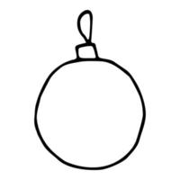 brinquedo de árvore de natal branco em estilo doodle. ilustração em vetor simples de bola de Natal. decoração de natal de doodle desenhado à mão.