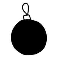 doodle bola de natal preta. ilustração em vetor de decoração da árvore de Natal. clipart de doodle desenhado à mão.