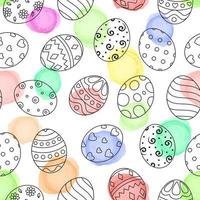 doodle de ovos de páscoa definir coleção com enfeites e ovos coloridos em fundo branco vetor